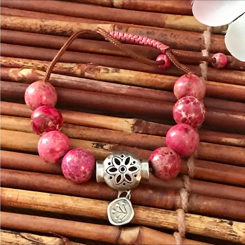 Silpada Jasper & Cord Bracelet. Sliding clasp.